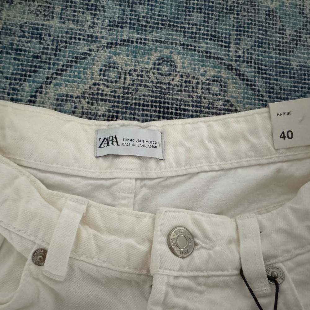 Zara White High-Rise Pants